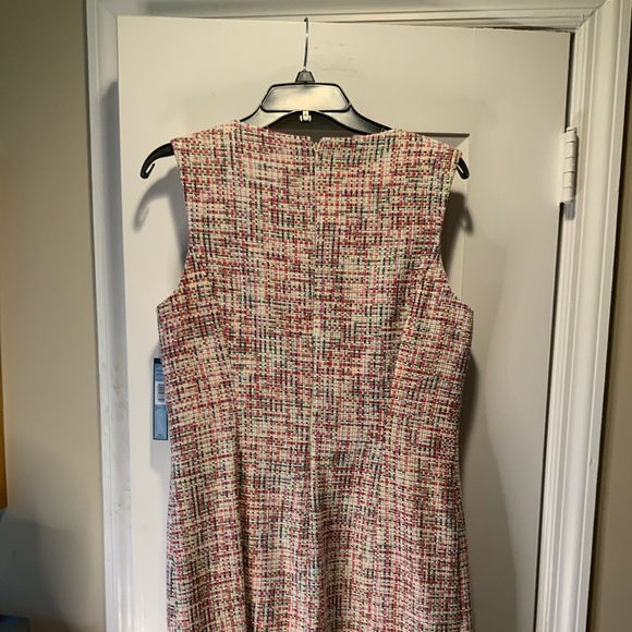 Womens Tahari size 8 pink/tan weave sleeveless dress - Picture 2 of 6